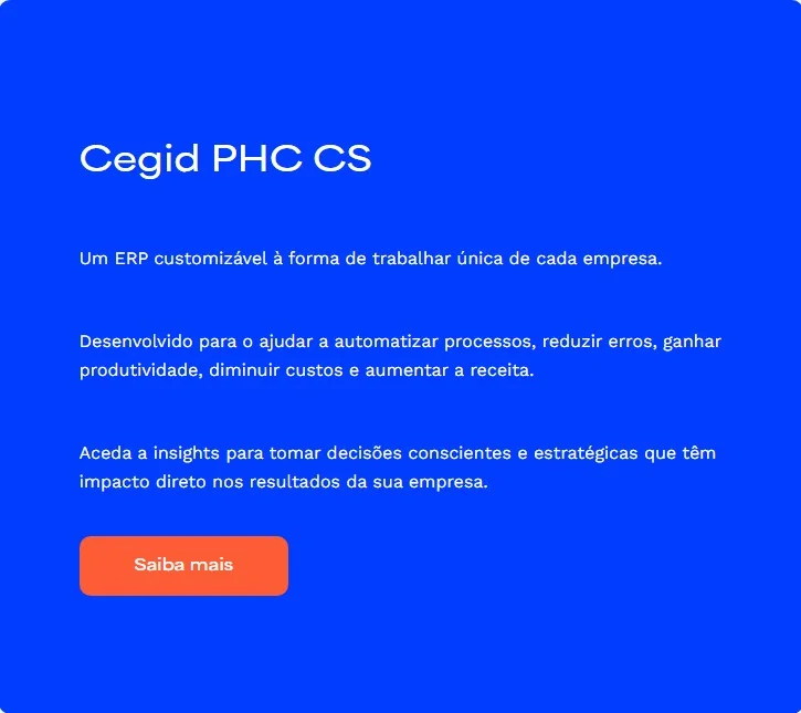 Cegid PHC CS — Software de Gestão Avançado